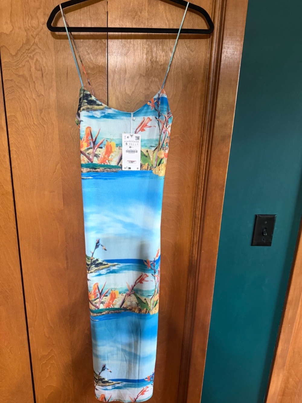 NWT ZARA | Tropical Print Tulle Maxi Dress, size S - Picture 3 of 5
